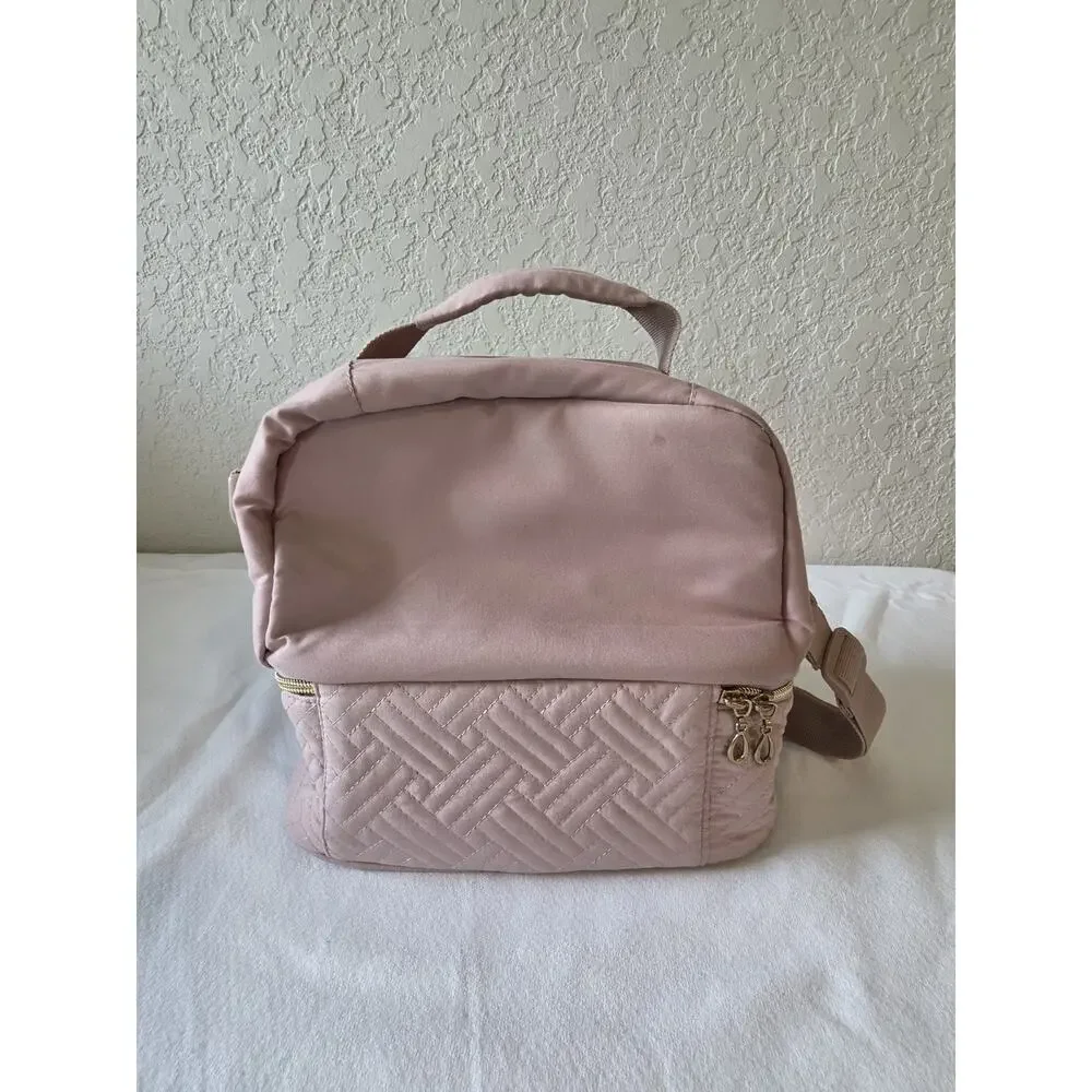 TOURIT Insulated Lunch Bag Cooler Pink 2 Compartment Shoulder Strap Quilted
